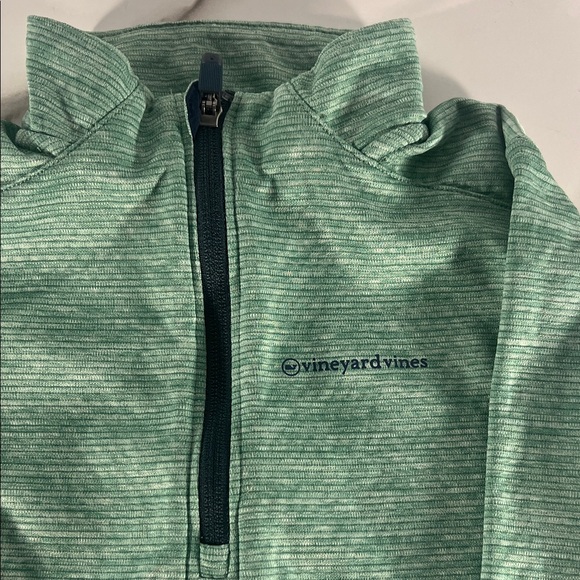 Vineyard Vines Teal Striped Quarter-Zip - Picture 6 of 6